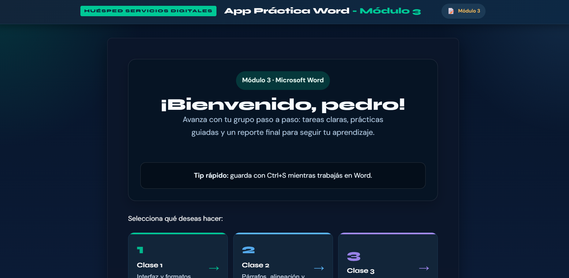 App educativa Word: teoría y práctica