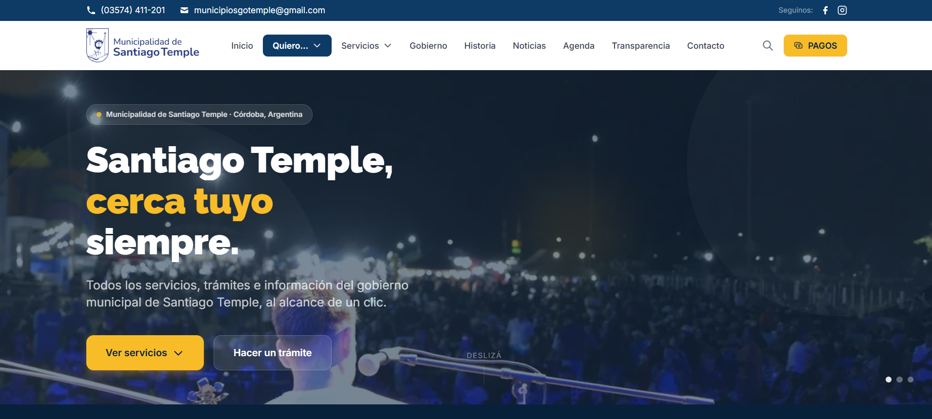 Sitio web Municipalidad de Santiago Temple